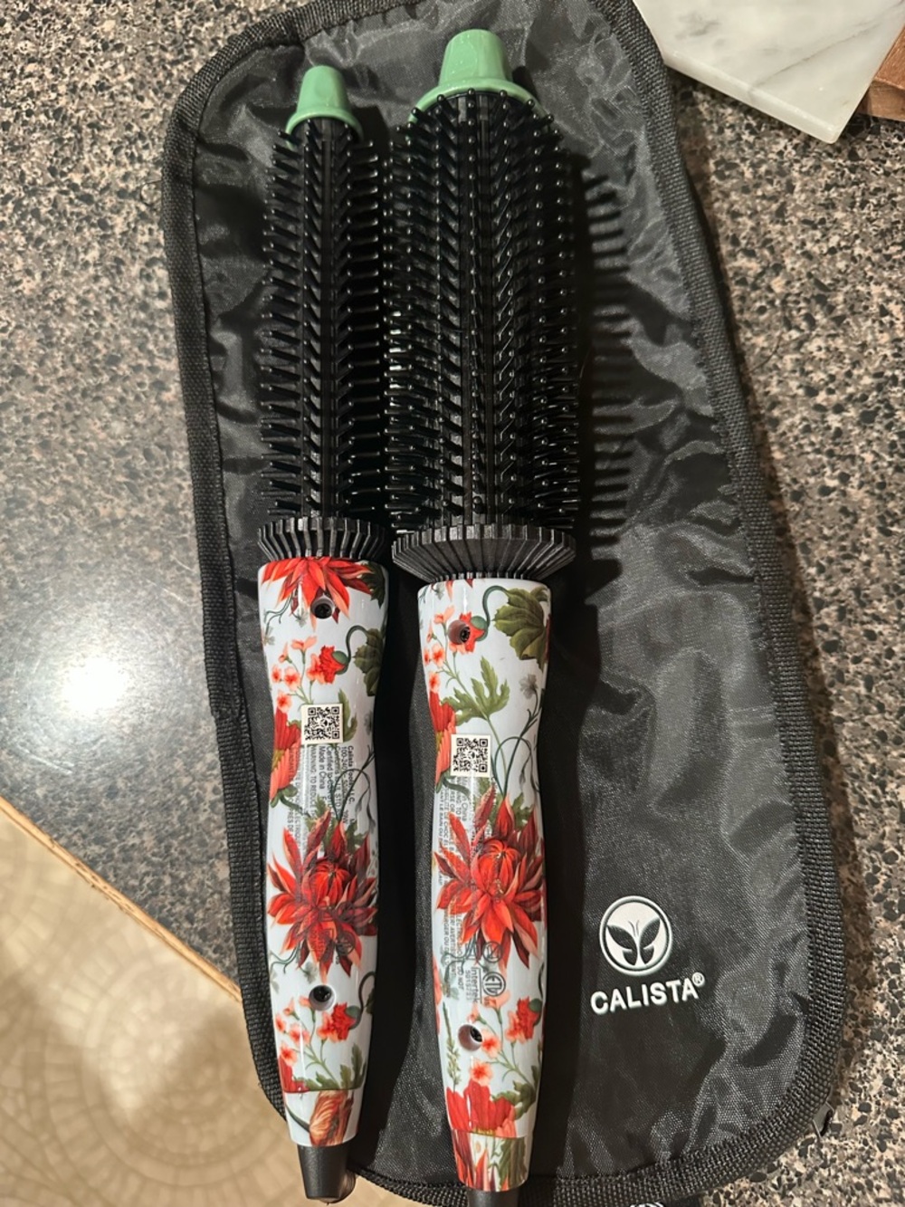 Calista Floral Heated Styling Brushes - White/Green - Picture 4 of 6